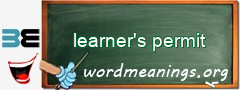 WordMeaning blackboard for learner's permit